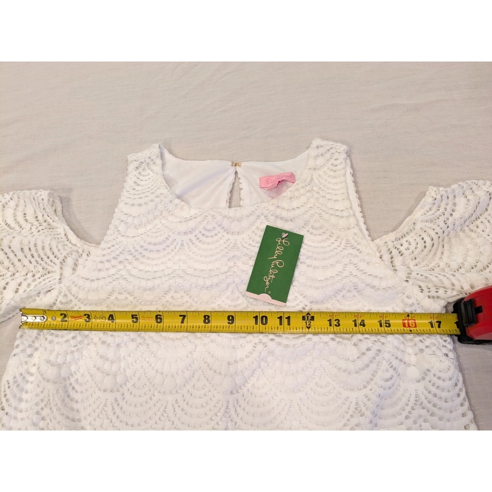 NEW Lilly Pulitzer Somerset Dress Sz: M Nylon Scalloped Lace Lined Cold Shoulder - Picture 16 of 16